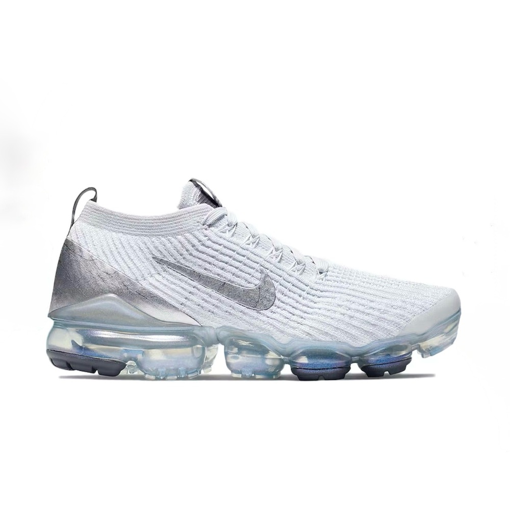 ORIGINAL Nike Air Vapormax Flyknit 3 White Silver, Women’s 8.5